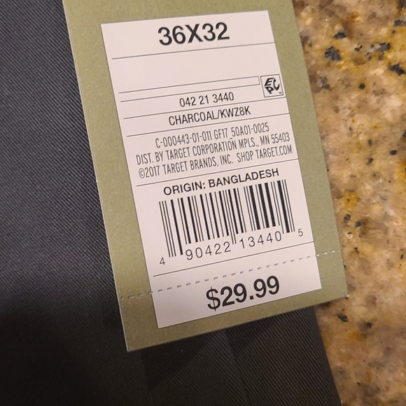 Goodfellow & Co. Charcoal Wrinkle Resist Slim Tech Chino Pants 36 X 32 - Picture 3 of 5